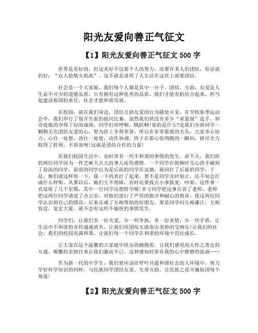 阳光友爱向善正气征文