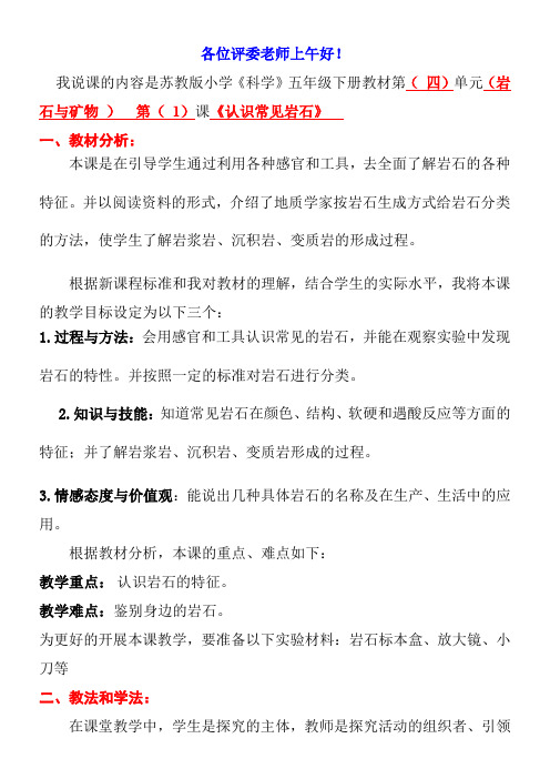 《认识常见岩石》说课稿