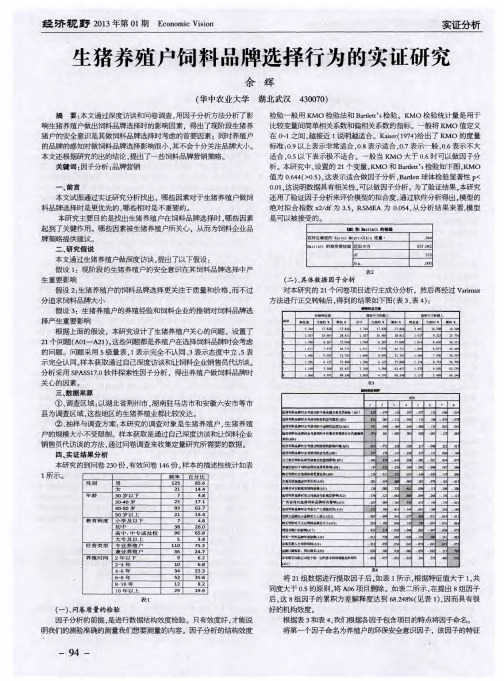 生猪养殖户饲料品牌选择行为的实证研究