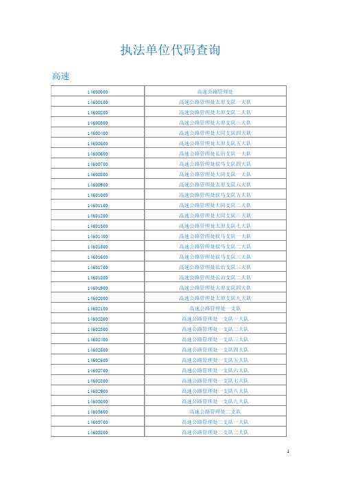 山西省交通执法单位代码查询