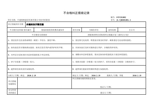 纠正措施(内墙抹灰开裂空鼓)