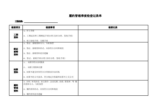 建筑施工履约管理检查记录表