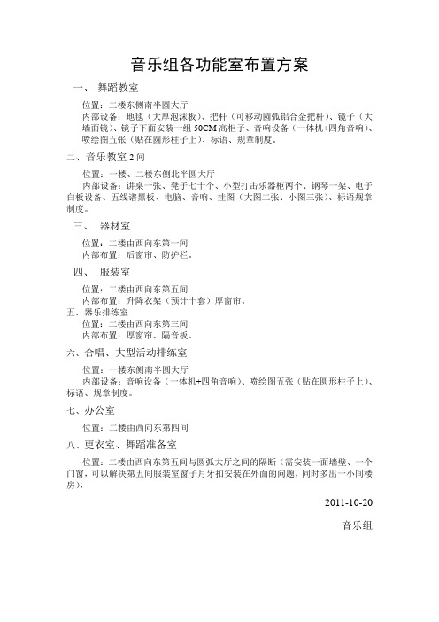 音乐组各功能室布置方案