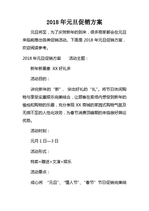 2018年元旦促销方案