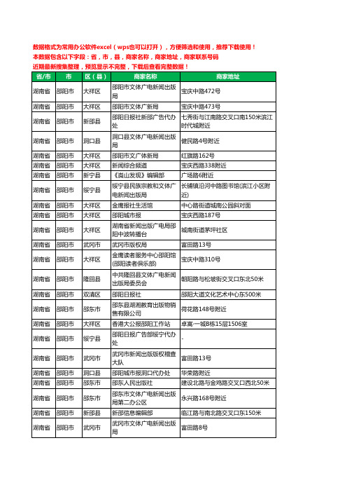 2020新版湖南省邵阳市出版工商企业公司商家名录名单黄页联系电话号码地址大全26家