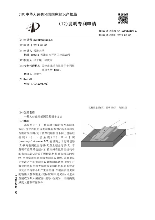 【CN109962396A】一种太赫兹辐射源及其制备方法【专利】