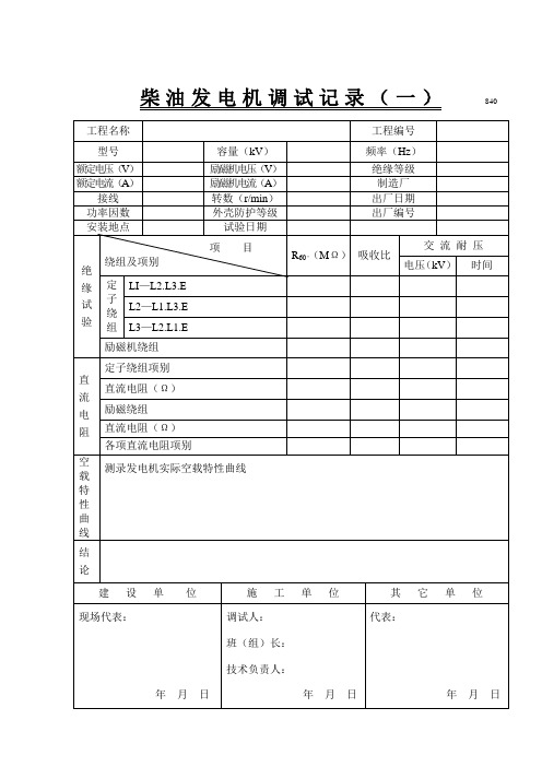 840.柴油发电机调试记录