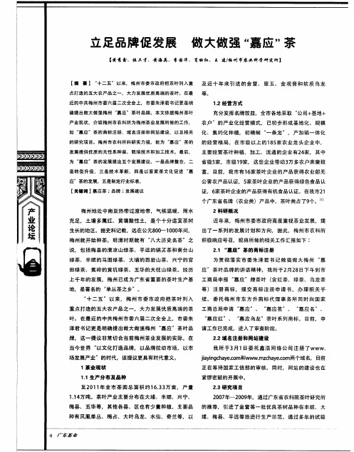 立足品牌促发展 做大做强“嘉应”茶