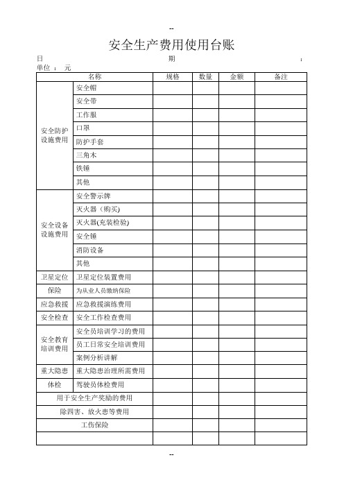 安全生产费用使用台账