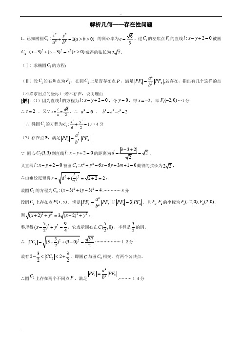 解析几何_存在性问题(含答案)