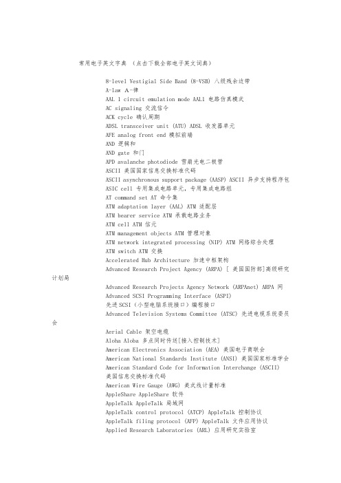 常用电子英文字典_电子技术资料