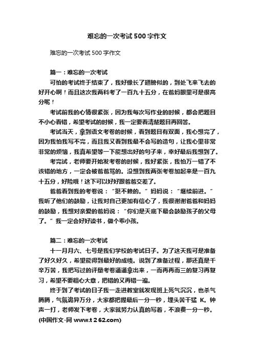 难忘的一次考试500字作文