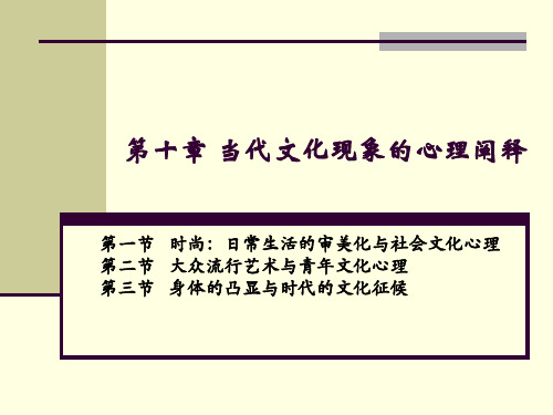 当代文艺心理学第十章 当代文化现象的心理阐释