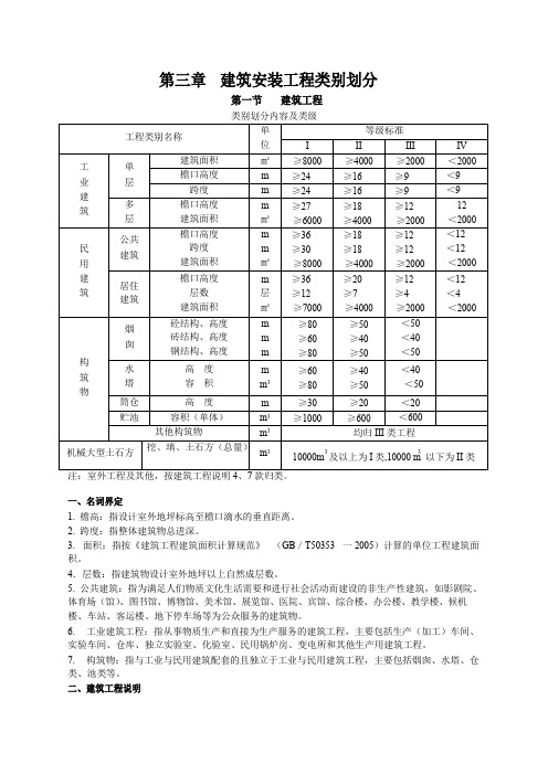 建筑安装工程类别划分