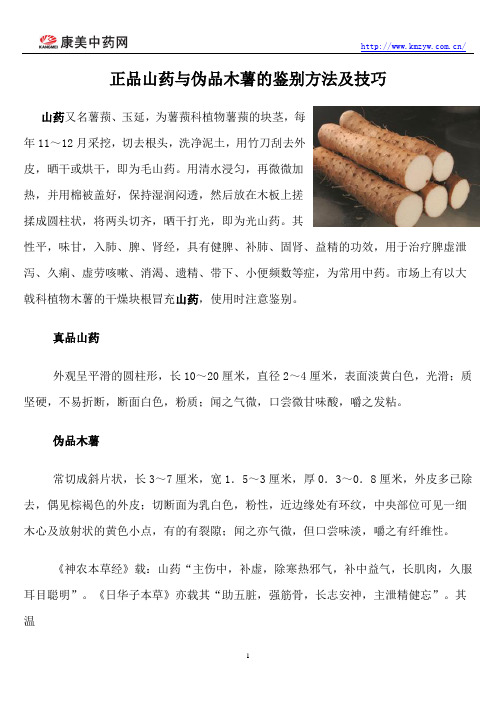 正品山药与伪品木薯的鉴别方法及技巧