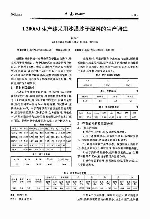 1200td生产线采用沙漠沙子配料的生产调试