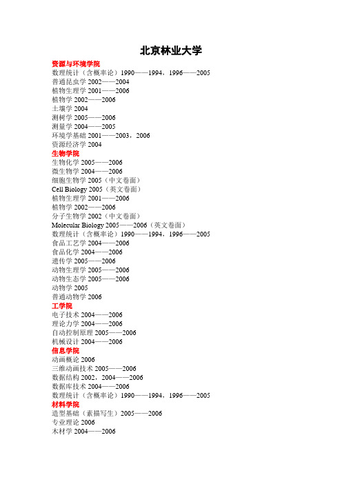 北京林业大学(已有09试卷)