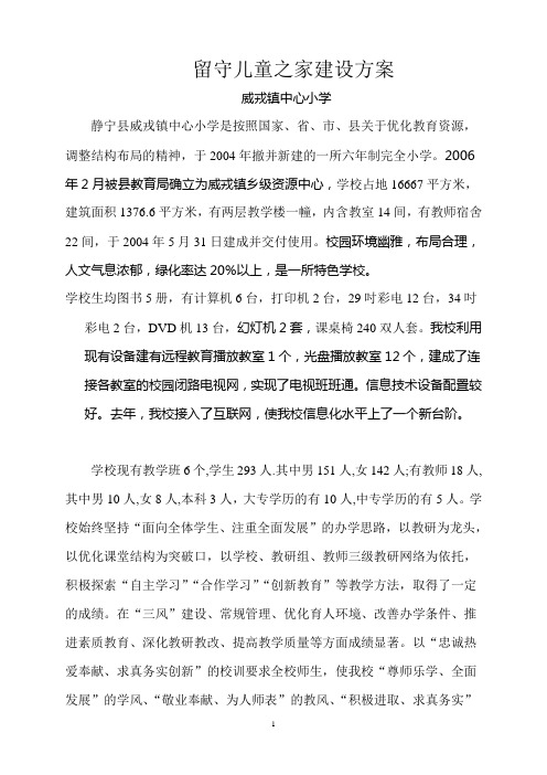 中心小学校留守儿童建设方案