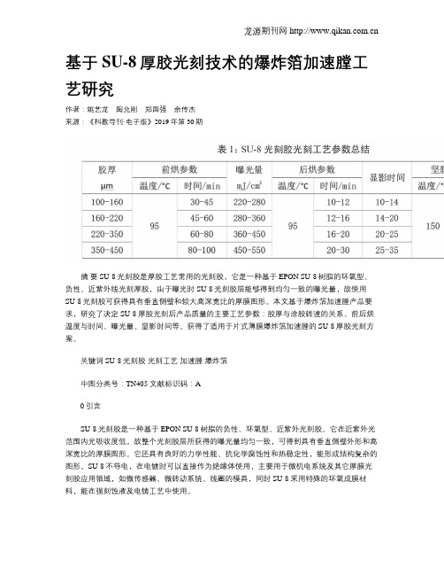 基于SU-8厚胶光刻技术的爆炸箔加速膛工艺研究