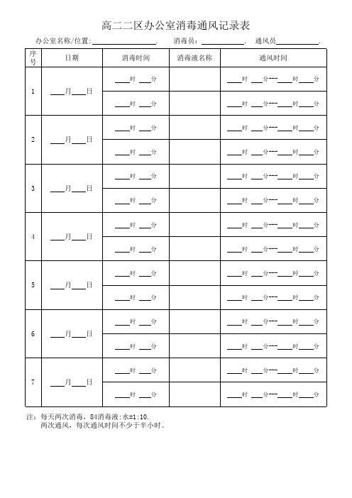 办公室消毒通风记录表