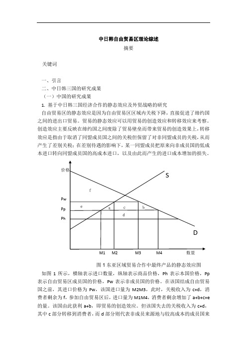 中日韩自由贸易区理论综述