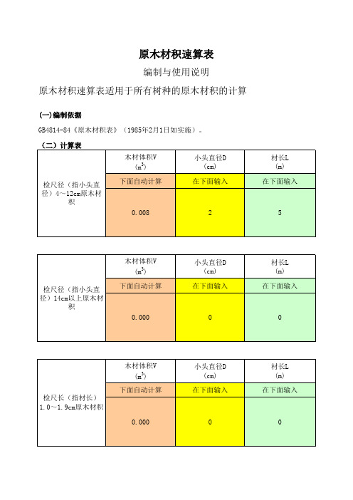 木材材积速算表(实用)