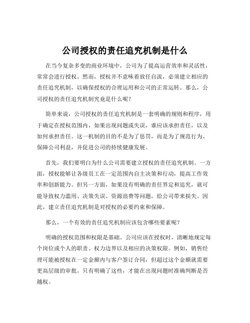 公司授权的责任追究机制是什么