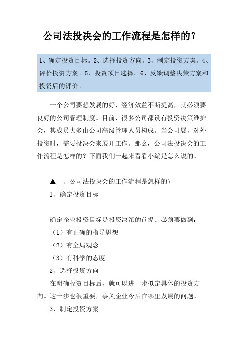 公司法投决会的工作流程是怎样的？