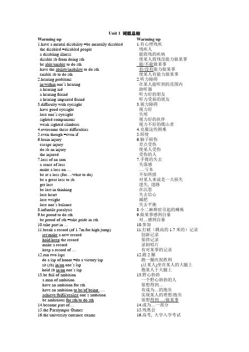 Unit 1 词组总结 (M7)