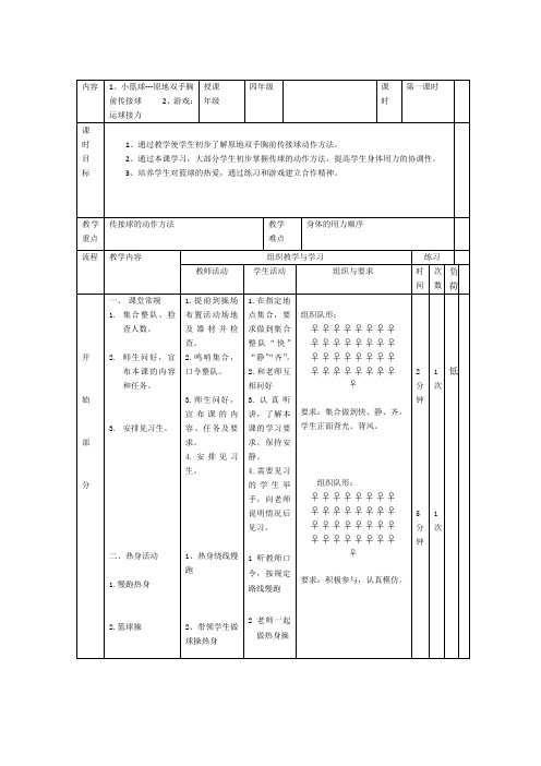 新人教版三至四年级体育下册《球类活动  一、小篮球  5.原地双手胸前投篮与游戏和比赛》公开课教案_0