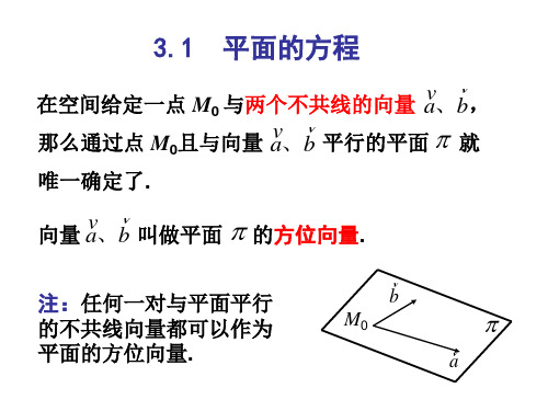 3.1  平面的方程