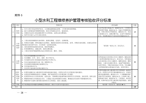 小型水利工程维修养护管理考核验收评分标准