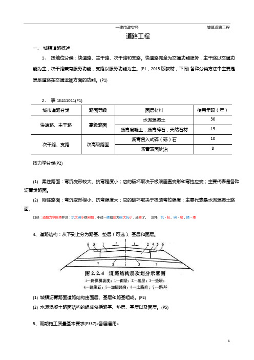 一级建造师市政实务复习笔记