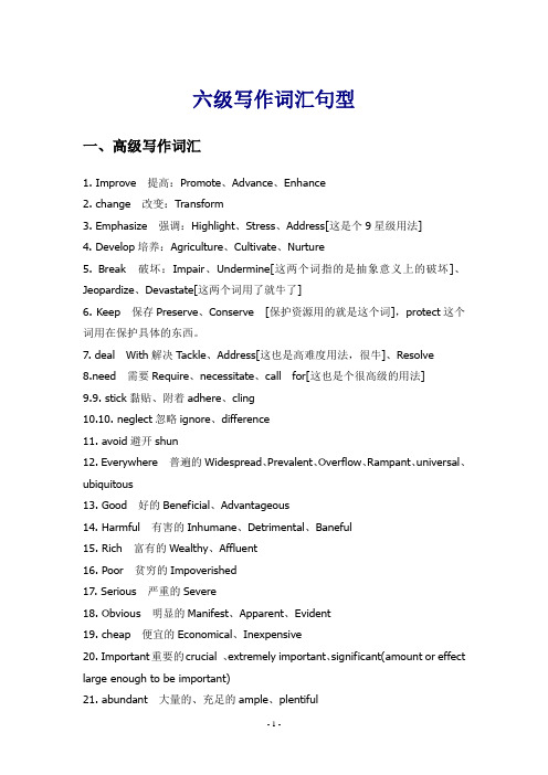 大学英语六级写作高级词汇与句型