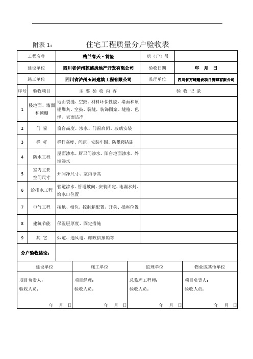 分户验收表格(填写示例)