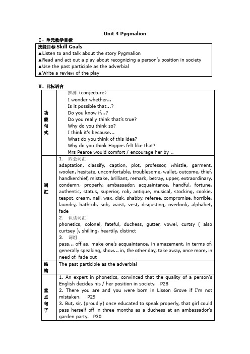 人教高中英语选修八：Unit+4+教案.doc