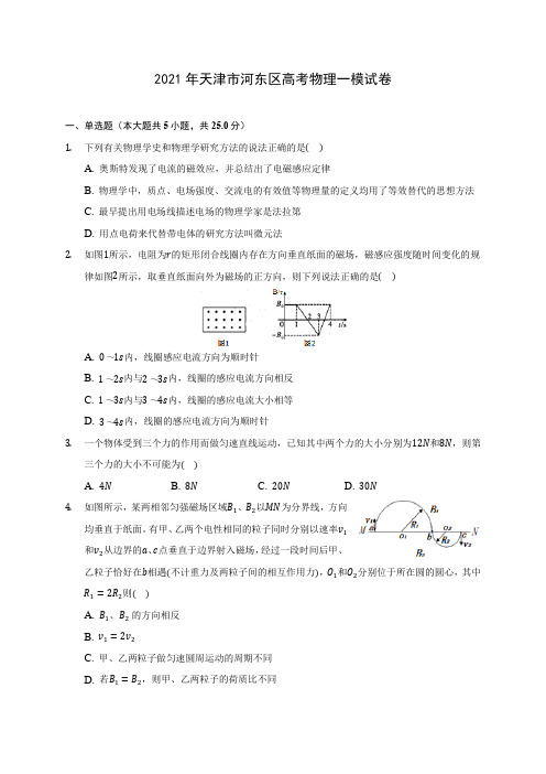 2021年天津市河东区高考物理一模试卷(含答案详解)