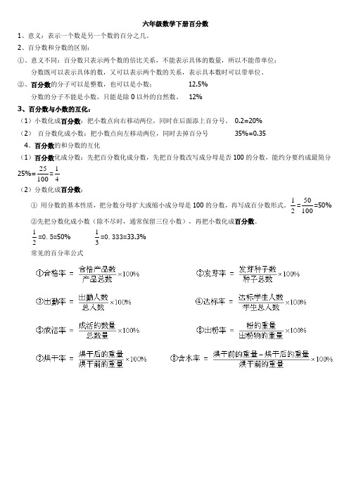 六年级数学下百分数知识点总结