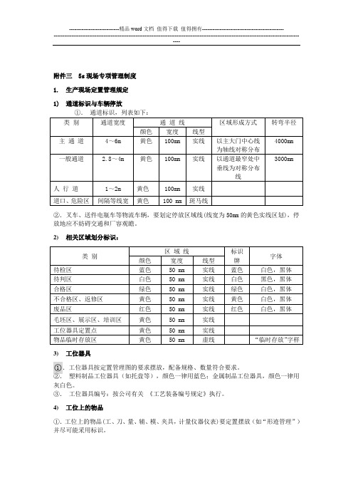 班组5S管理方法介绍-附件3：5现场专项管理制度