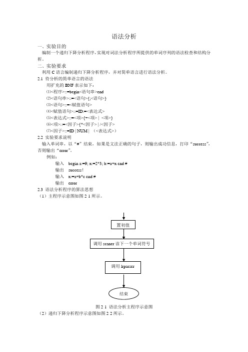 语法分析程序参考文档(递归程序法)