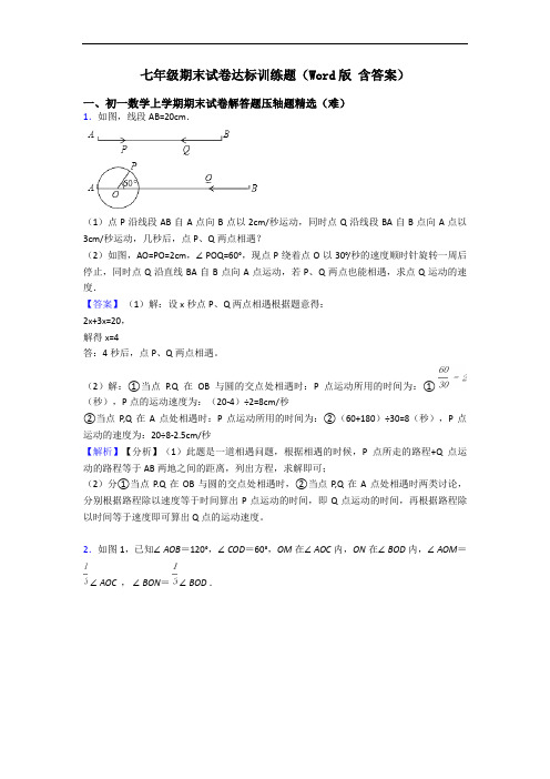 七年级期末试卷达标训练题(Word版 含答案)