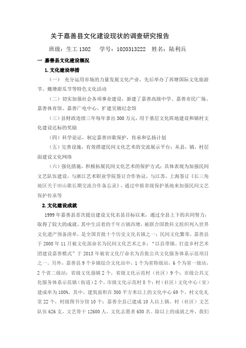 关于嘉善县文化建设现状的调查研究报告(1)