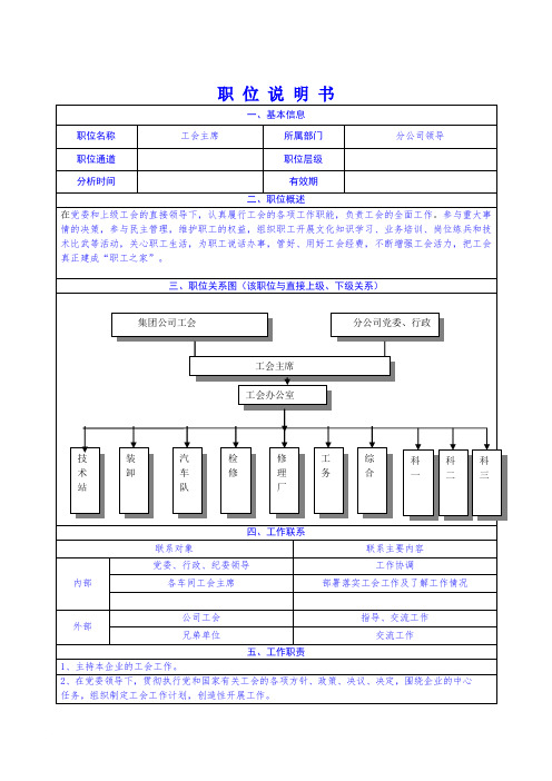 职 位 说 明 书.工会主席doc