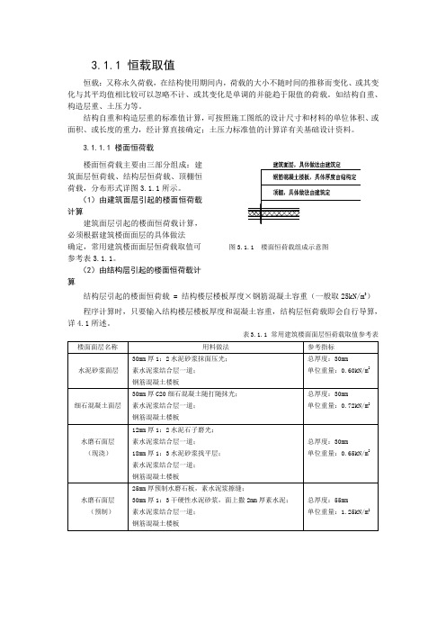 1、恒荷载取值