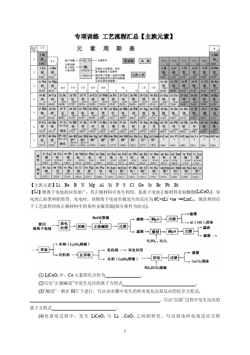 高三化学专项训练 工艺流程汇总(含答案)