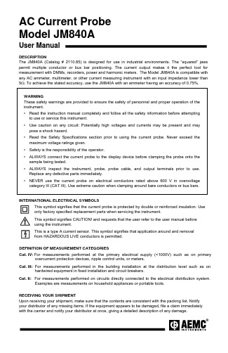 JM840A AC Current Probe用户手册说明书