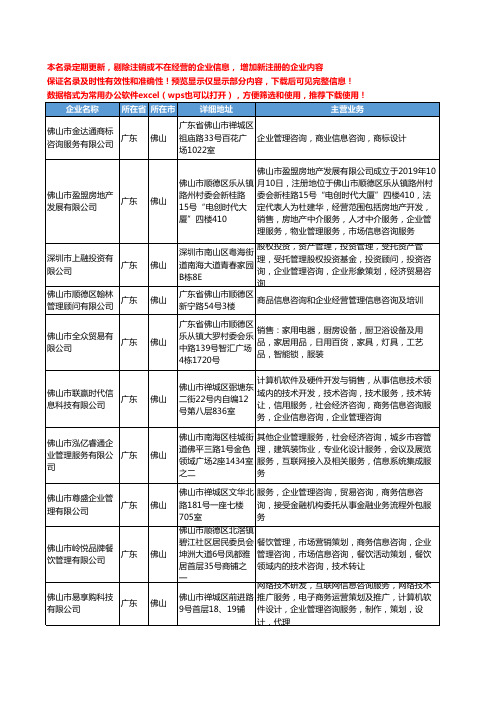 新版广东省佛山企业管理信息咨询工商企业公司商家名录名单联系方式大全559家