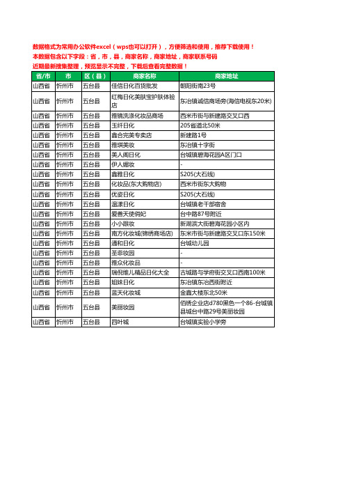 2020新版山西省忻州市五台县化妆品工商企业公司商家名录名单黄页联系电话号码地址大全23家