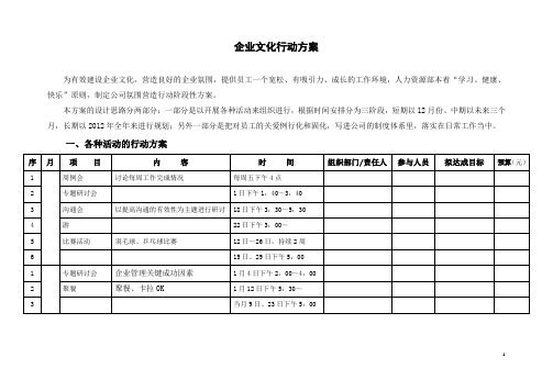 企业文化行动方案精选word参考模板