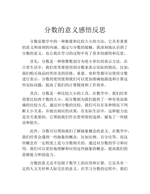 分数的意义感悟反思